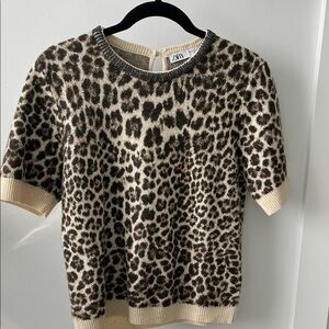 Zara Animal Print Sweater - Brown and Cream